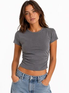 Forever 21 Charcoal Gray Cropped Tee